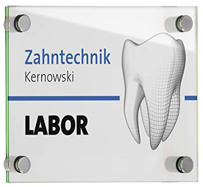 GALERIE Türschild | DIN A5 | 2 Scheiben ESG Glas | 4 x Edelstahl Halter | Türschild Büro | Büroschild