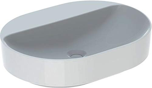 Geberit VariForm Aufsatzwaschtisch elliptisch, 600x450mm, mit Hahnloch, ohne Überlauf, Farbe: Weiß, mit KeraTect - 500.778.00.2
