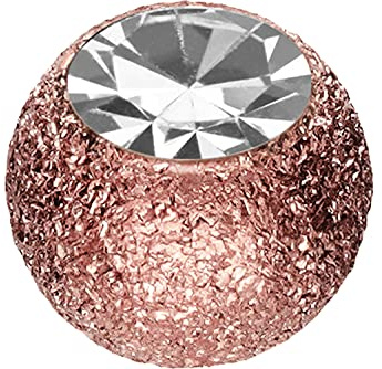 PIERCINGLINE Chirurgenstahl Schraubkugel DIAMANTOPTIK + KRISTALL Piercing Bananabell Ersatz roségoldfarben 1,6 x 6 mm