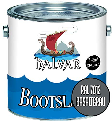 Halvar 2-K MATT Yachtlack Grau RAL 7000-7047 Bootslack für GFK/Polyester/Kunststoff 2-Komponenten Lack inkl. Härter (10 L, RAL 7012 Basaltgrau)