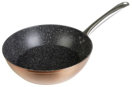 WECOOK! Professional Padella Profonda, Induzione, 28cm, Antiaderente Ecologico in Pietra senza PFOA, Alluminio Forgiato, 2,8 mm Spessore, Rame, Maniglia in Acciaio Inox, Vitroceramica, Gas, Forno