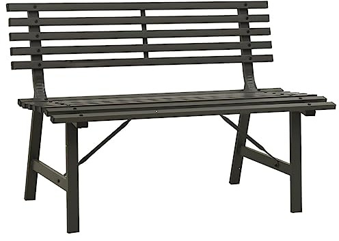 vidaXL Gartenbank Sitzbank Parkbank Gartenmöbel Bank Metallbank Balkonbank Terrassenbank Terrasse Garten Outdoor 110cm Stahl Schwarz