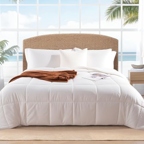 NEXHOME PRO Viscose from Bamboo Comforter King, Cooling Organic Natural Lightweight Duvet Insert, White 106 L x 90 W Summer Bedding Blanket Cool Comforters for Hot Sleepers, 8 Corner Tabs