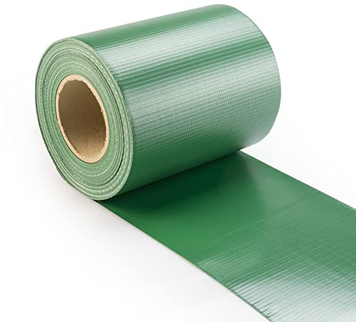 Seiletech.de Tiras de protección visual, color verde, 19 cm x 26 m, 1200 g/m², lámina para vallas, protección visual, material de jardín, estabilización UV, resistente al desgarro, rollo de PVC