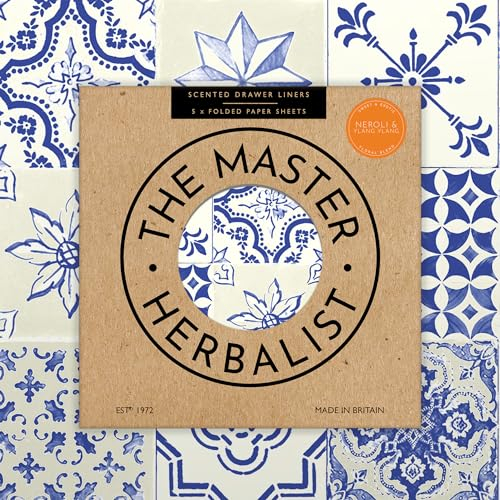 The Master Herbalist Fragante para cajones con Aroma de diseño de Ginebra Azul (Plegado). Fabricado en el Reino Unido. (Neroli y Ylang Ylang, Folded)
