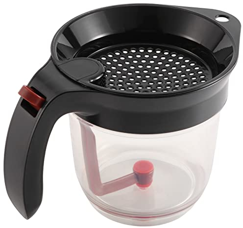 Folceretsc 1000ML Oil Separator Measuring Cup and Strainer with Bottom Release for Sauces and Other Liquids with Oil Grease