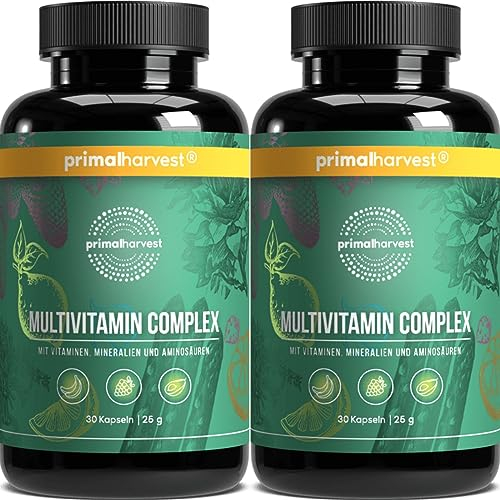 Complexe multivitaminé de Primal Harvest - Complément alimentaire quotidien à base de biotine, de zinc et de vitamines, à dosage élevé, pour hommes et femmes (30 Count (2 Pack), Sans saveur)