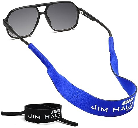 JIM HALO 2-Pack Sport Brillenbänder, Klassischem Neopren Schwimmend Brillen-Ketten, Sichern Sie Ihre Brille und Brille Schwarz & Blau