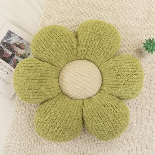 Menoeceus Flower Pillow Flower Shaped Throw Pillow Cute Floor Seating Cushion Decorative Cushions Seat for Bedroom Sofa Chair(Sage Green,40cm)
