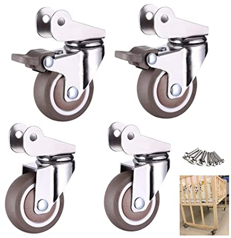 Bürorollen Kleine Räder, Lenkrollen, Trolley-Räder aus Gummi, Bewegliche Lenkrollen, Ersatz-Möbelrollen, Halterungsbreite 20 mm vom Typ P, Rollen (Farbe: Bremse + Universal