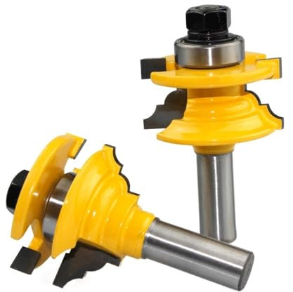 2 Stück 12 mm 1/2 Zoll Shank Woodwork Door Round Corner Rail & Stile Router Bit Tenon Fräser for Holz Holzbearbeitungswerkzeuge(12mm shank)