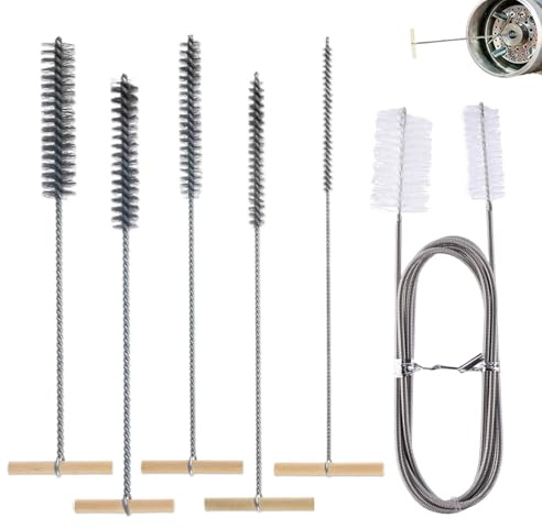 Kleine Reinigungsbürste für Kaffeevollautomat Schlauchbürste 6 Stück Strohhalm Bürste Drahtbürste Rund Set Edelstahl Reiniger Kit für Rohrreinigung und Bohrloch Ausblasung Vielseitige Bohrlochbürste