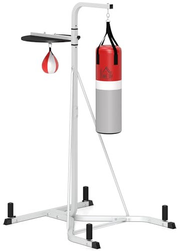 HOMCOM Freestanding Boxing Punch Bag & Speed ball Station, for Home Gym, White