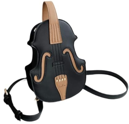 Baoblaze Borsa a tracolla da donna a forma di violino Borsa a tracolla piccola moda casual in pelle PU, Nero