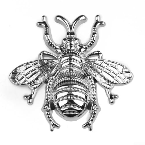 Metal Bee Handle, Brass Bee Shape Wardrobe Knob, Realistic Insect Shape Cabinet Drawer Handle Single Hole Handle, Furniture Handles Door Knobs (Silver)
