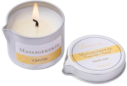 Massage Oil Candle Scented Low Temp for Body SPA, 50 ml Gift (Vanille) | Low Temp Massage Oil 42 Degree for Skin Moisturizing and Body SPA Treatment，Body Lotion Wax for Couples Date Night