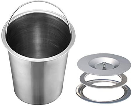 GZKDKZB Pattumiera da Incasso per Piano di Lavoro in Acciaio Inox 304 con Coperchio Superiore, pattumiera Rotonda Nascosta con Coperchio, per banco da Lavoro da Cucina, pattumiera Anti-Imp