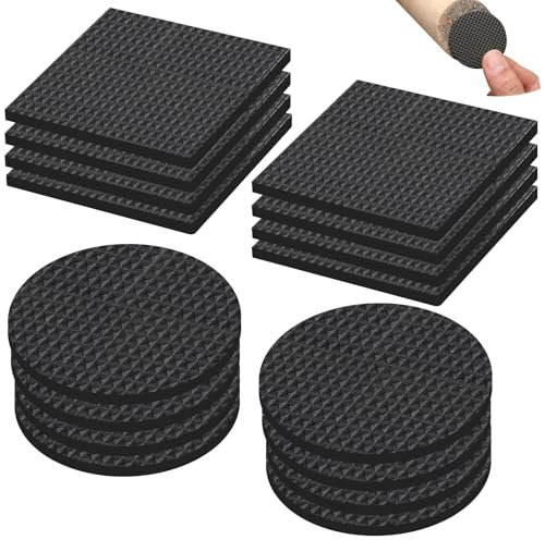 Minfuerang 16 Stück Anti Rutsch Pads Gummi Selbstklebend 50mm Starker Antirutsch Aufkleber,Möbelgleiter,Möbelfüße,Stuhlbeinschoner,Möbeluntersetzer