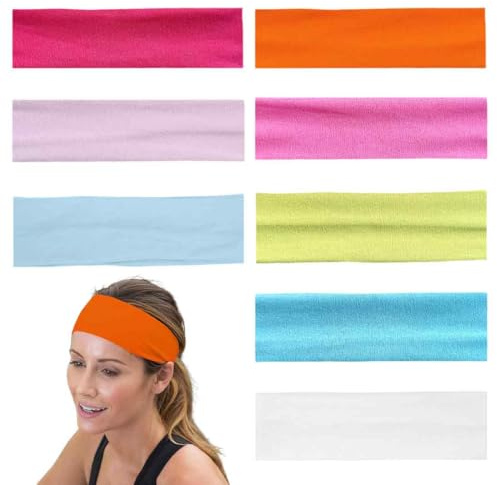 Stirnband Damen Sport, 8 Stück Haarband Damen Dünn Elastisch Haarbänder Antirutsch Headband Weiches Hair Band Yoga Fitness Laufen