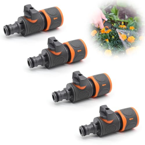 Vanne de Régulation,4 Pièces Vanne D'arrêt de Tuyau,Tuyau D'arrosage Raccord,Connecteurs et Raccords de Tuyau D'eau,Adaptateur de Connecteur Rapide pour Vanne D'Arrêt,pour Tuyau 1/2 Pouce