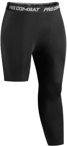 Niksa 1/2-pack kompressionsbyxor för män, 3/4 löparbyxor, enkla ben, ventilerande, funktionella för multisport, basket, fitness, jogging, sportbyxor grundskikt, A-svart (1 styck), M