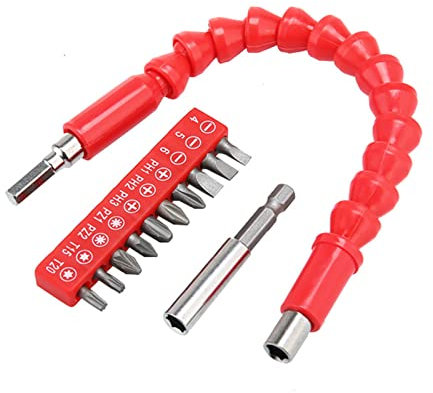 Estensione flessibile per punte da trapano da 275 mm, albero morbido pieghevole con 10 punte per cacciavite, 1 barra di estensione magnetica per mobili per la casa