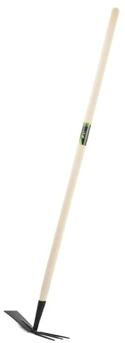 Garden Straight Hoe with Fork, Beech Wood Handle, 115 cm, Steel Head with Powder Coating, 10 cm Width