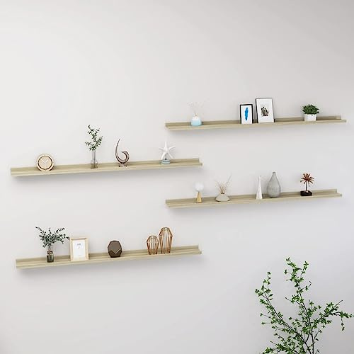 IBUQDDV Mensole a Parete in MDF Rovere Sonoma, Scaffali Sospesi Decorativi per Piante Grasse e Libri, Mensola da Parete 115x9x3 cm con Capacità di Carico 5 kg, Ideale per Soggiorno