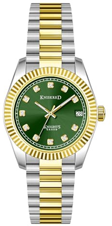 KNISKRED Klassische Armbanduhren für Damen mit Kristall Akzent und Solid Edelstahl Band Damen Kleidung Uhr Wasserdicht