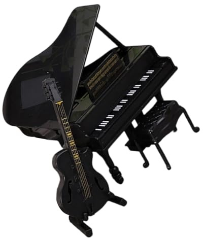 Pocoiau Maisons de poupées miniatures avec tabouret piano violoncelle instrument de musique en bois accessoires pour décoration de scène de maisons de poupée