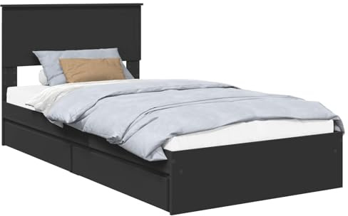 vidaXL Cama con Almacenamiento Negro 100 x 200 cm Madera de ingeniería