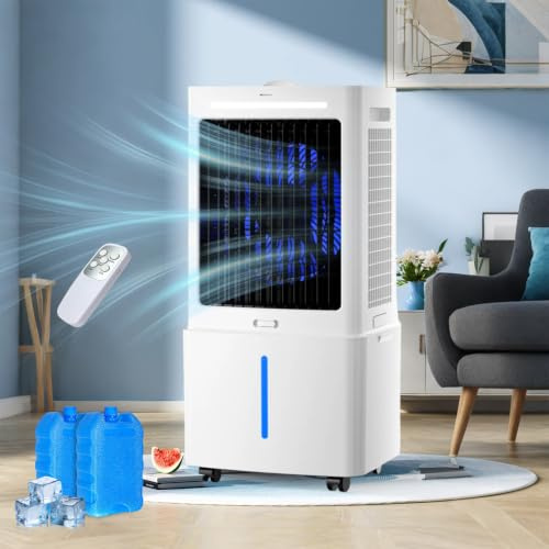 25L Aire Acondicionado Portátil, 3 Velocidades, Enfriador de Aire con Mando a Distancia, Temporizador 1-12h,Depósito Extraíble, para Dormitorio y Cocina