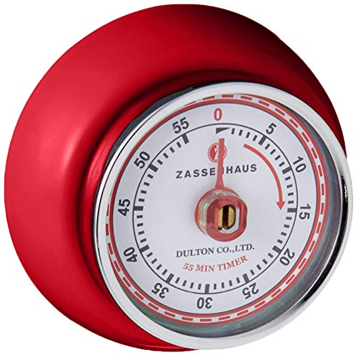 Zassenhaus Küchentimer SPEED , Rot , Ø 7 cm x 3 cm , Analoge Zeitanzeige mit Alarm-Funktion , Die Countdown-Uhr unterstützt bei der Zeitplanung beim Kochen oder Backen