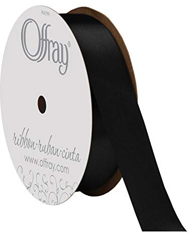 Berwick Offray 7/8 Wide Double Face Satin Ribbon, Black, 20 Yards