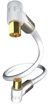 inakustik – 00426303 – Premium Koax-Antennenkabel | Für die Anforderungen bei hochauflösenden Fernsehformaten (HDTV) entwickelt | 3,0m in Weiß | 100 dB - 90°-Steckern für platzsparenden Anschluss