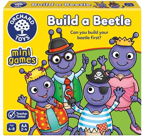 Orchard Toys Build A Beetle, Mini Game, A Fun Colour And Matching Game, Perfect for Children Age 4-8, Ideal for Holiday and Travel, Gift, Educational Toy