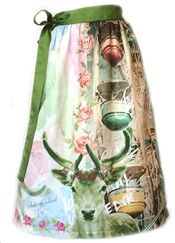 Förklädesliesl, designer dirndl förkläde stort hjul, rosa grön blå, strasskrona,