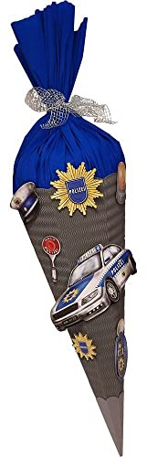 Schultüte Bastelset Polizei Polizeiauto - Zuckertüte - aus 3D Wellpappe, 68cm hoch, mit XXL 3D Stickern