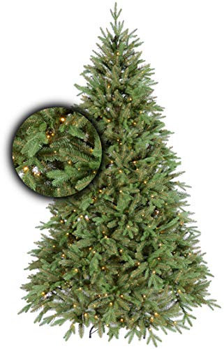 Excellent Trees LED Ulvik 180 cm mit Beleuchtung Künstlicher Weihnachtsbaum Tannenbaum Christbaum grün, 350 Lämpchen beleuchtet