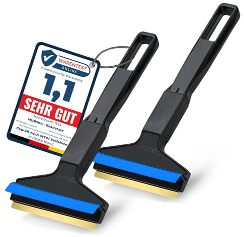 Raschietto ghiaccio Auto - facile, rapido & efficiente [ 2 pezzi ] - Raschiaghiaccio Auto 21cm - lama in Ottone - Spatola per Ghiaccio Auto Premium HIPS - Murska di Finlandia - L&P A053-2 Nero Blu