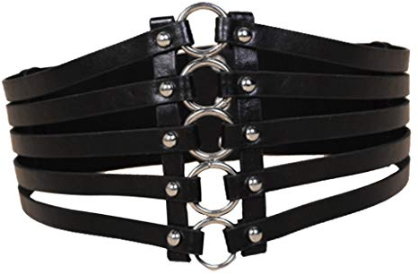 Damen Gothic Punk Breit Gürtel Korsett Nieten Taillengürtel Hüftgürtel Ledergürtel aus Kunstleder