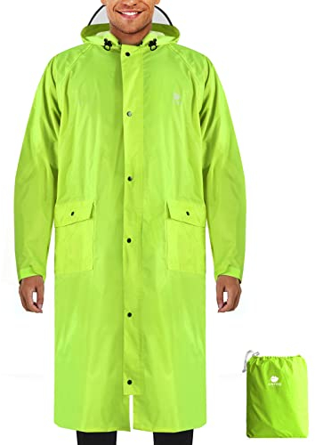 ANYOO Wasserdicht Regenmantel Radfahren Regen Poncho Portable Leichte Regenjacke Mit Kapuze Fahrrad Compact Regen Cape Wiederverwendbare Unisex für Backpacking Camping Outdoors,Lime,Einheitsgröße