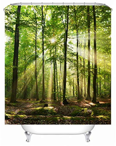 Xlabor Pflanzen Motiv Duschvorhang Wasserdicht Stoff Anti-Schimmel inkl. 12 Duschvorhangringe Waschbar Badewannevorhang 180x200cm Muster-D