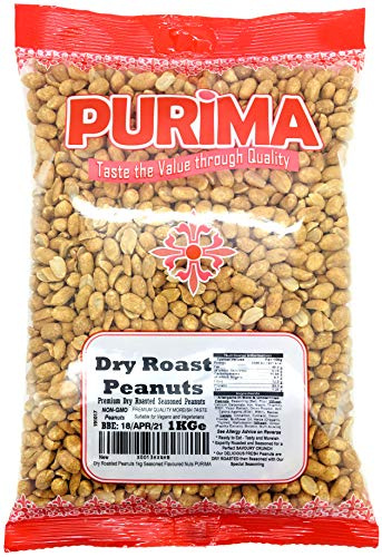 Dry Roasted Peanuts 1kg - Pub Nuts Roast Salted Seasoned Flavoured Peanut Snack - Bulk No Card Large Share Size (Packaging May Vary) PURIMA