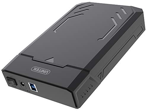 UNITEK Festplattengehäuse für 2,5 und 3,5 Zoll HDD/SSD SATA I/II/III Festplatten, Externe Festplatteschutz, mit eingebautes 3.0 Kabel, werkzeuglose Montage, schwarz