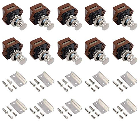 10pcs Push Button Lock Möbelschlosser Schloss Möbelgriff für Wohnmobil Wohnwagen Caravan Boot Braun
