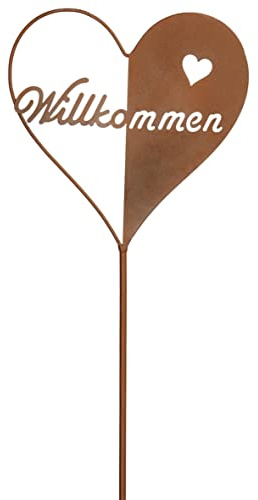 B2S BACK2SEASON Stecker Willkommen Herz mit Herz Stecken Welcome Rasenstecker Dekoration H=77cm