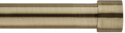 BOOM JOG 16/19 mm slutlock utdragbart gardinstångsset. 120–210 cm (48–83 tum). Antik mässing. Inkluderar stänger, ändar, fästen och monteringsset. Enkel justerbar gardinstång (utåt ring).