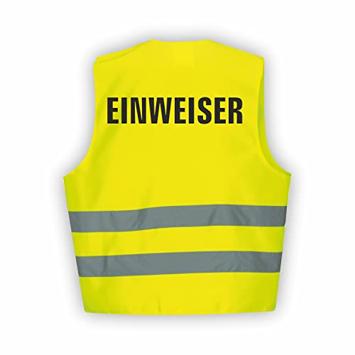 Fassbender-Druck WARNWESTEN - Sicherheitsweste GELB Warnweste nach EN ISO 20471 zertifiziert - Warn Weste für EINWEISER - Unisex mit hochwertigem Reflektorstreifen (GELB I M/L I 10er Set)