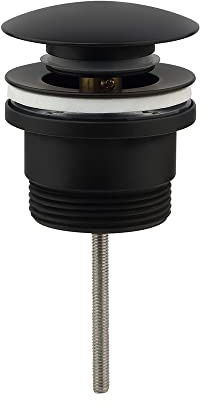 Válvula desague lavabo Clic Clac universal negro mate. Desagüe Push-up de lavabo y bidet. Tuerca de 1 1/4. Fabricada en latón